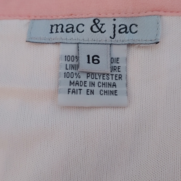 Mac & Jac women's silk pinstripe pleated hem fully lined pink skirt size 16 - Picture 9 of 10